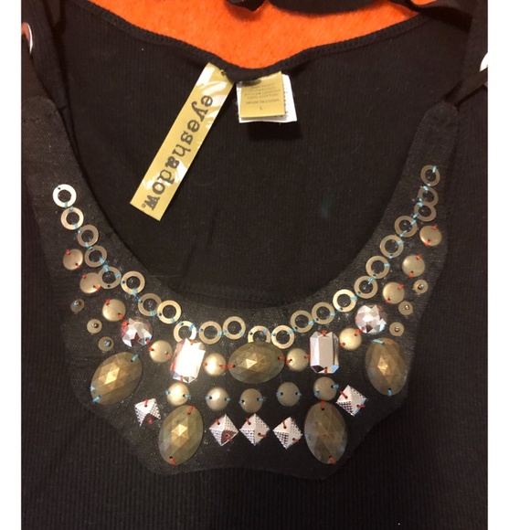 Eyeshadow black tank top removable embellished bib - Picture 2 of 8